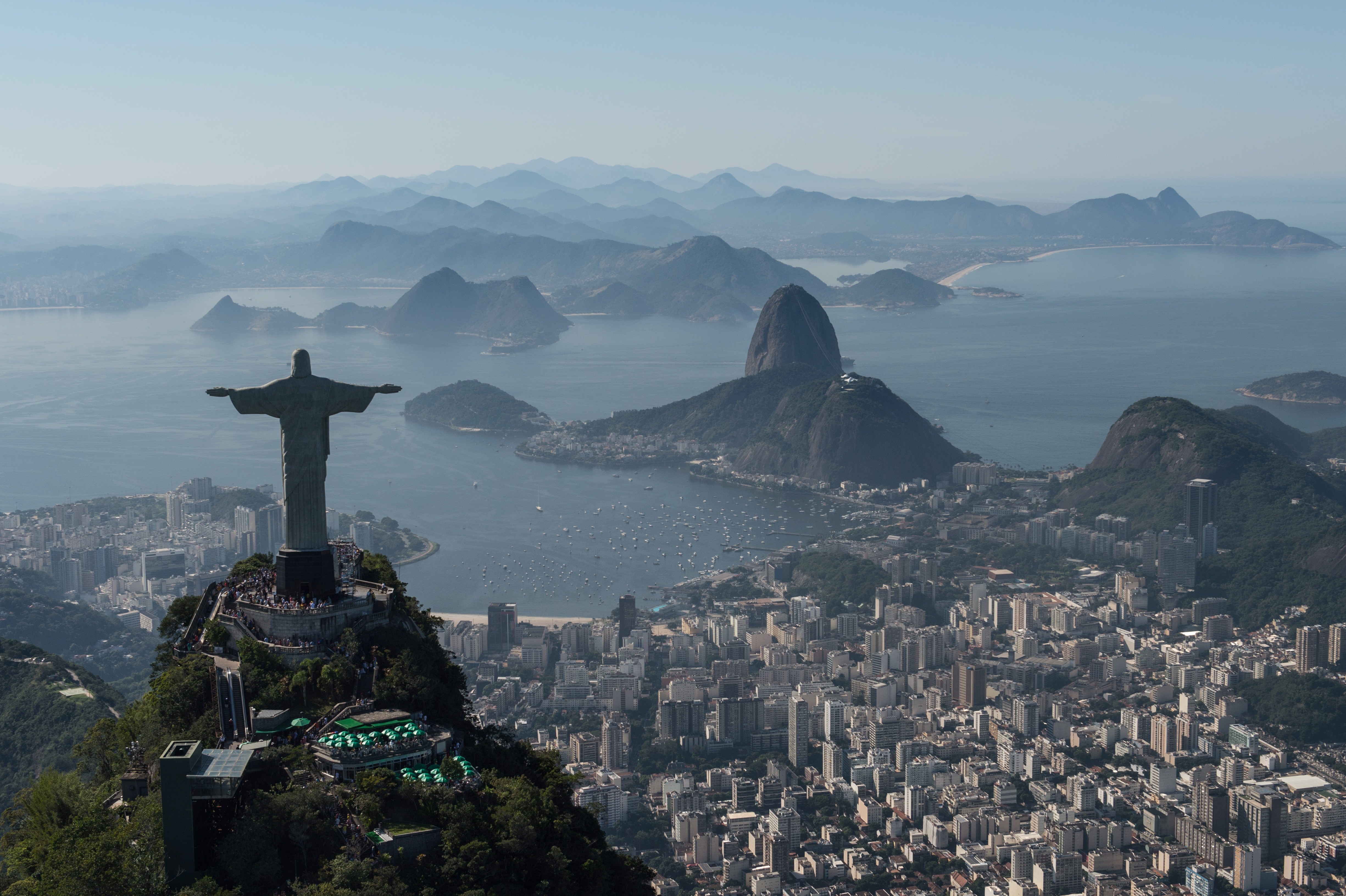 Aerial view of Christ the Redeemer statue, in Rio de Janeiro, Brazil, on June 26, 2014. (Yasuyoshi Chiba/AFP/Getty Images)