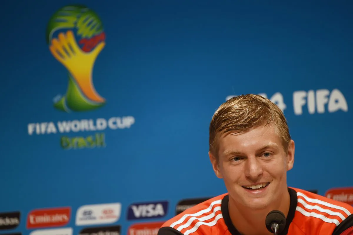 Germany's midfielder Toni Kroos addresses a press conference at the Maracana Stadium in Rio de Janeiro on July 3, 2014 on the eve of the quarter final football match between France and Germany in the 2014 FIFA World Cup in Brazil. (PATRIK STOLLARZ/AFP/Getty Images)