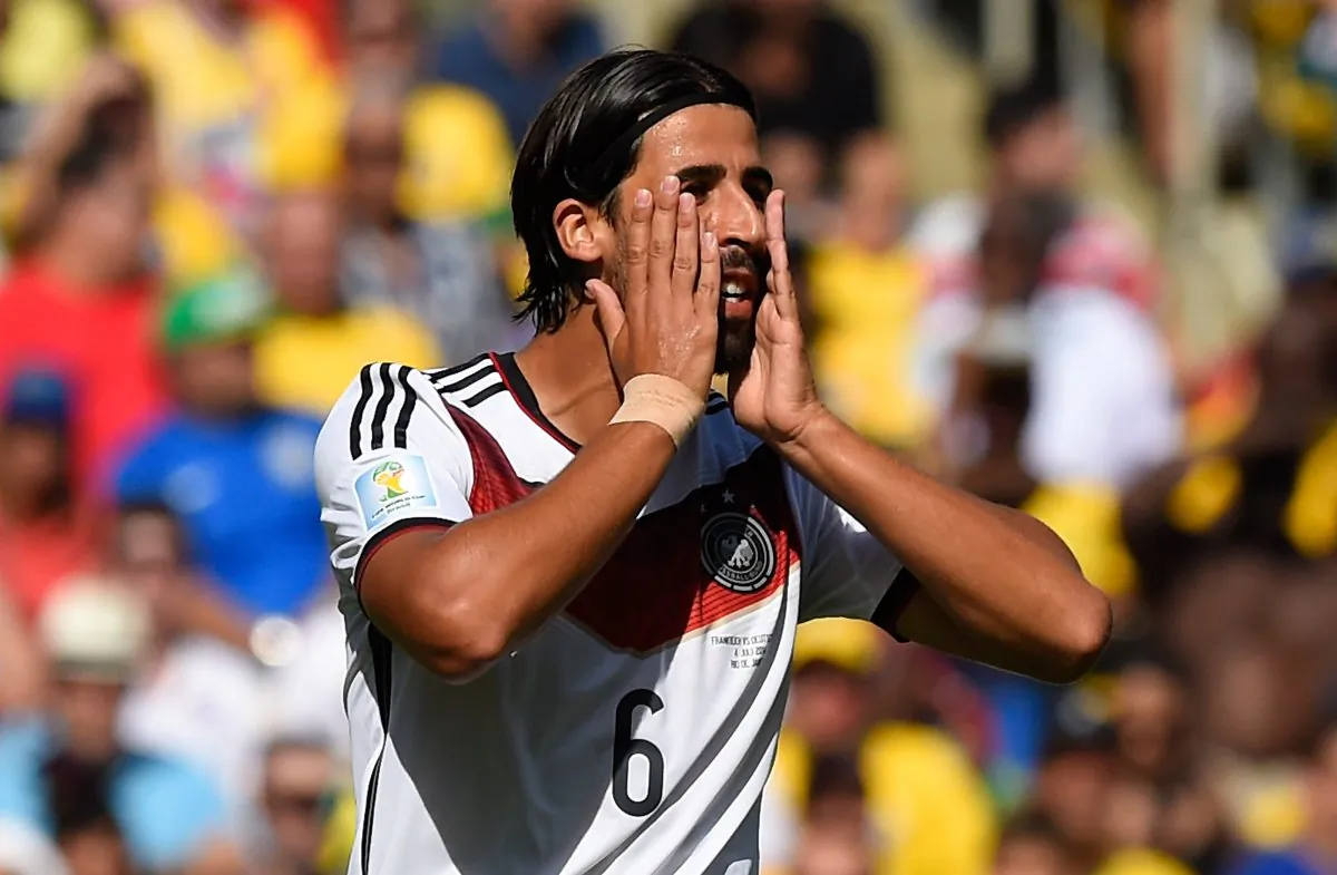 Germany's midfielder Sami Khedira reacts during the quarter-final football match between France and Germany at the Maracana Stadium in Rio de Janeiro during the 2014 FIFA World Cup on July 4, 2014. (FRANCK FIFE/AFP/Getty Images)
