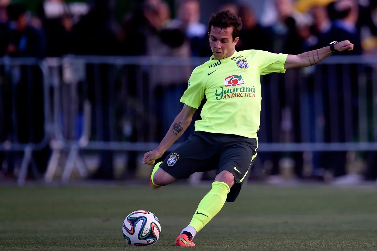 Brazil's striker Bernard in action during a training session at Granja Comary on July 6, 2014 in Teresopolis, Brazil. (Photo by Buda Mendes/Getty Images)