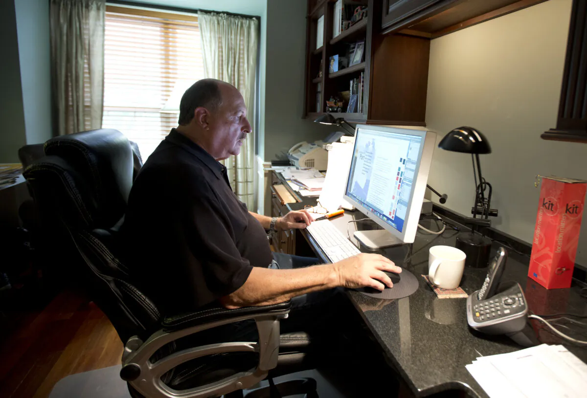 Graphic designer Tom Sadowski, 65, works from home in Sterling, Va., in a file photo.(Manuel Balce Ceneta/AP Photo)