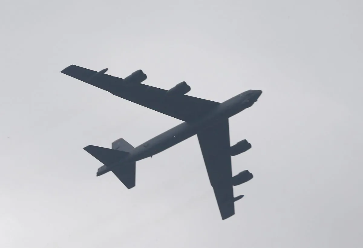 A B-52 bomber in  a file photo taken in South Korea. (Won Dai-Yeon/AFP/Getty Images)