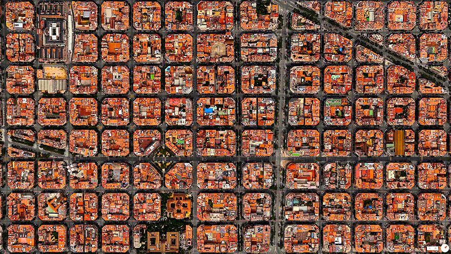 Barcelona, Spain. (Overviews created with Apple Maps, satellite imagery courtesy of Digital Globe)