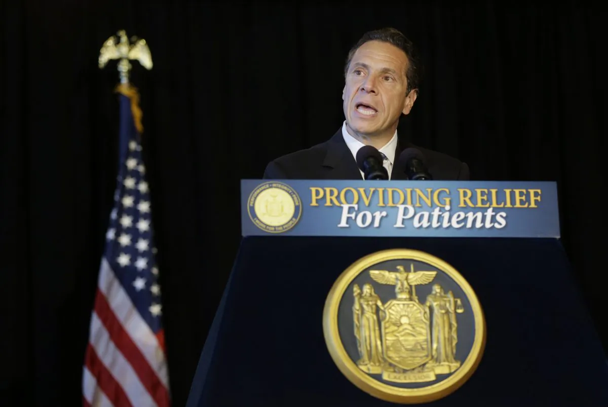 Gov. Andrew Cuomo speaks at the New York Academy of Medicine before signing a bill which legalizes medical marijuana in New York state, July 7, 2014. (AP Photo/Seth Wenig)