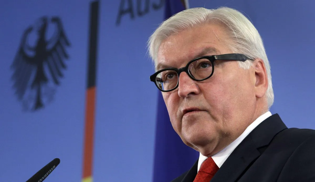 German Foreign Minister Frank-Walter Steinmeier address the media during a statement at the Foreign Ministry in Berlin, Germany, Friday, July 11, 2014. (AP Photo/Michael Sohn)