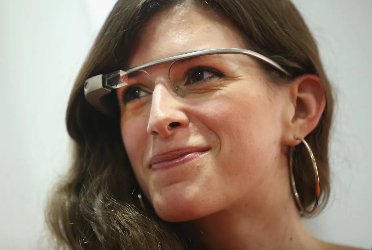 A young woman wears Google Glass at a media event on June 10, 2014 in Berlin, Germany. (Sean Gallup/Getty Images)