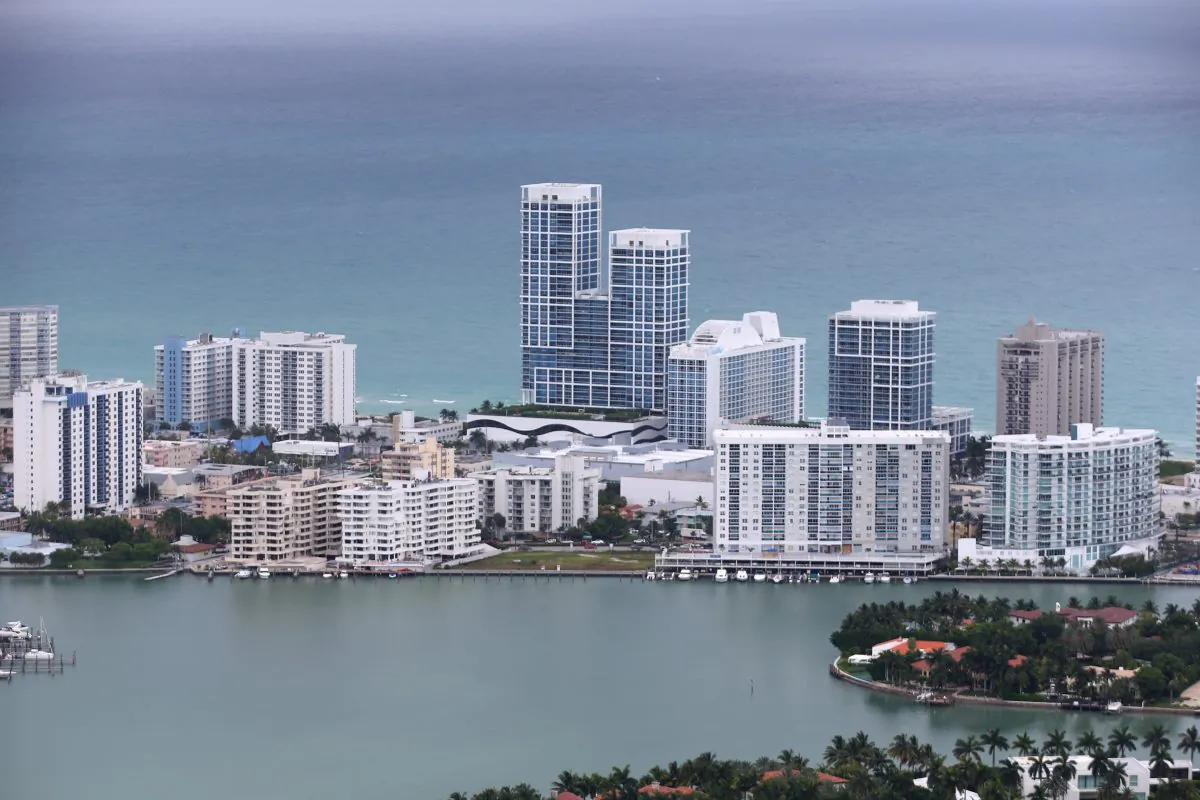 Condo buildings on oceanfront property in the city of Miami Beach on June 3, 2014. According to numerous scientists, south Florida could be flooded by the end of the century as global warming continues to melt the Arctic ice, in turn causing oceans to rise. (Joe Raedle/Getty Images)