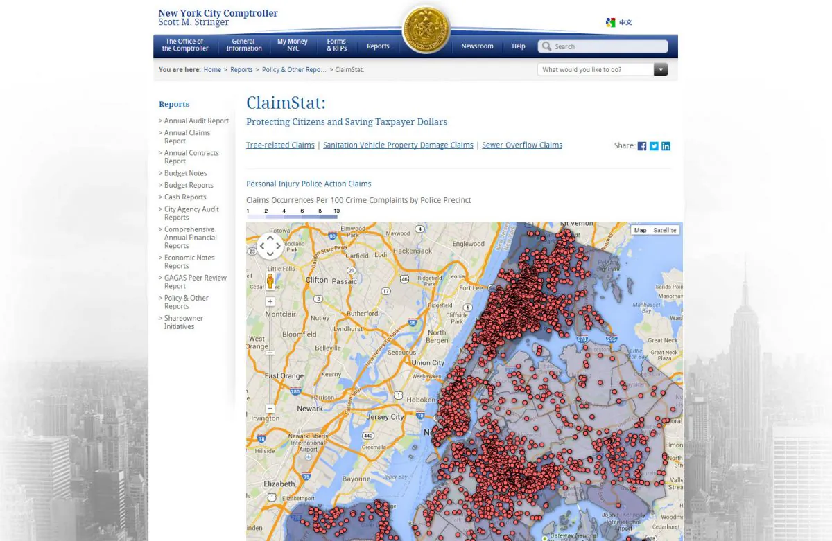 (Screenshot from comptroller.nyc.gov/reports/claimstat/)