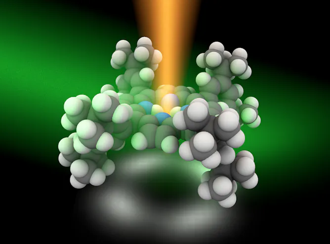 Artist illustration of how single molecules can be analysed. (Guoyan Wang and Yan Liang)