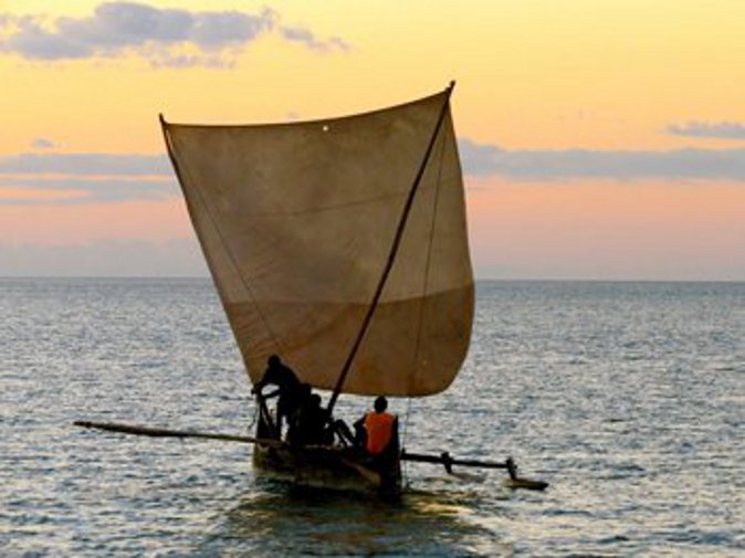 An outrigger canoe off the coast of Madagascar. photos by Jean M. Spoljaric.
(Go Nomad)