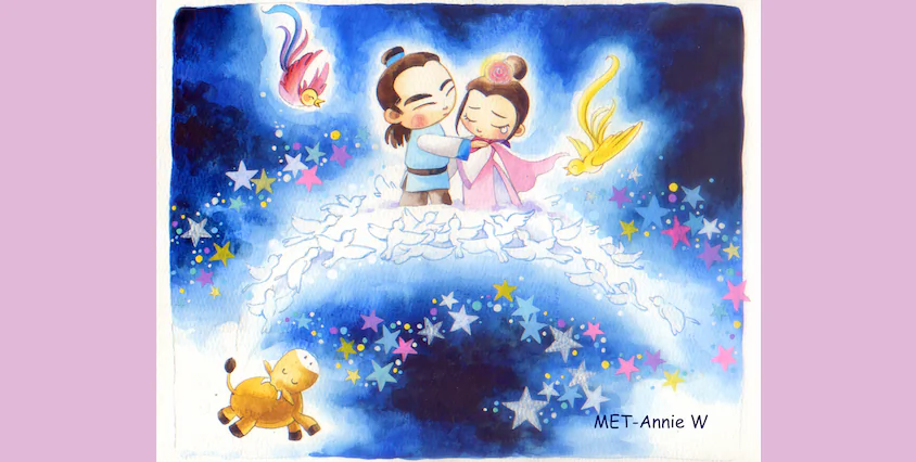 On the night of the 7th day in the 7th month, Niulang and Zhinu can travel across the Milky Way over a bridge formed by magpies for their once-a-year reunion. (Annie Wu/Epoch Times) 