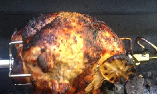 Spit Roasted Turkey on the Grill