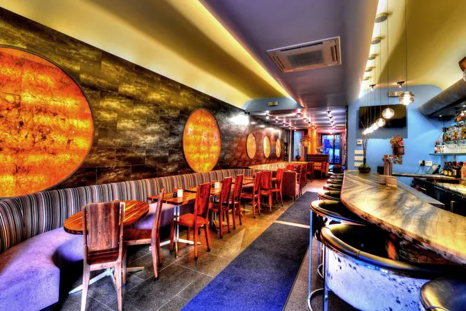 Bustan's dining room. In the back is also an inviting garden. (Courtesy of Bustan)