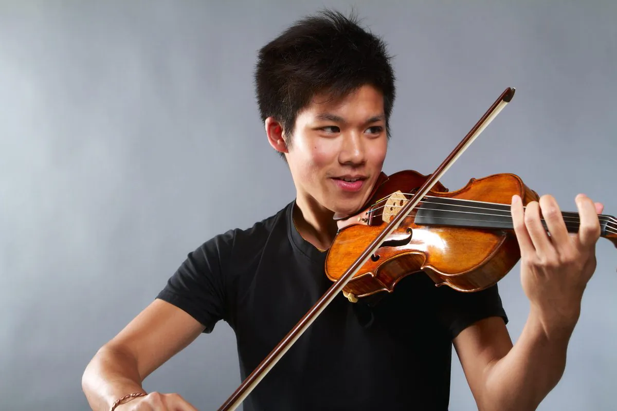 Jonathan Chan of Burnaby, B.C., plays the Dominicus Montagnana violin crafted in 1715 and valued at $900,000. It was once owned by the Italian inventor and radio pioneer Guglielmo Marconi, who was also a violin enthusiast. (Courtesy of Canada Council for the Arts)