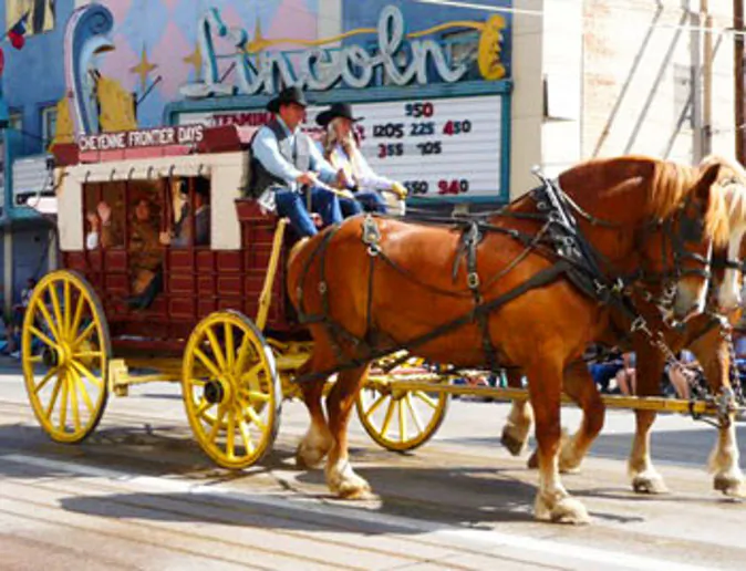 Stagecoach in Cheyenne Frontier Days parade. Photo by Cindy Bigras. (Go Nomad)
