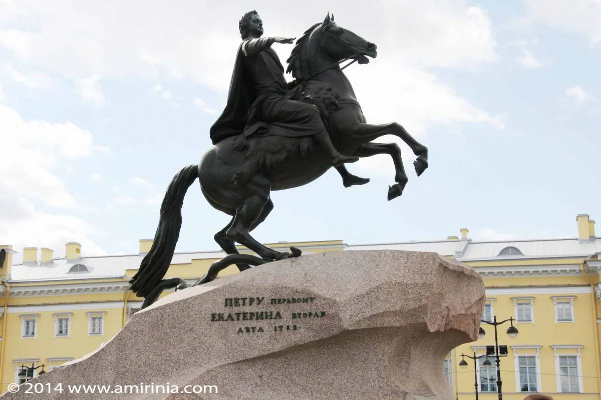 The Bronze Horseman is a manificant equestrian statue of Peter the Great, stands on Senate Square in Saint Petersburg. It was commissioned by Catherine the Great and created by the French sculptor Étienne Maurice Falcone in 1782.