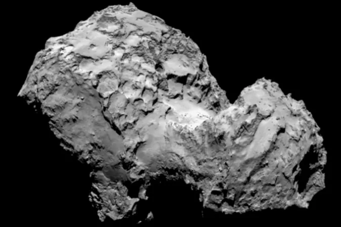 The comet 67P/Churyumov-Gerasimenko. The image was taken by Rosetta’s OSIRIS narrow-angle camera. (ESA/Rosetta/MPS)