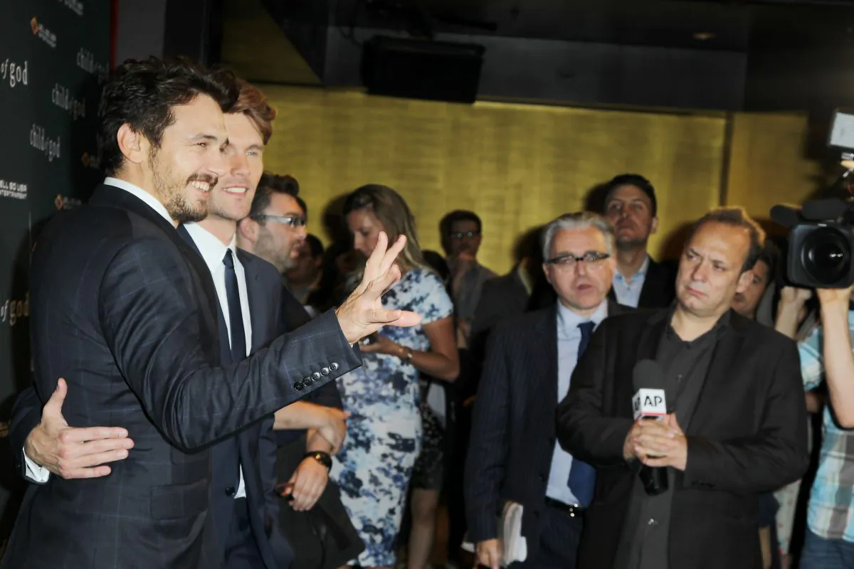 New York premiere of WellGo USA's "CHILD OF GOD" at the Tribeca Hotel picturing James Franco(L) and Scott Haze on July 30, 2014. (Amanda Schwab/Starpix)