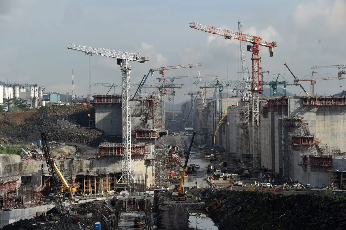 Construction takes place on the Panama Canal in Cocoli, near Panama City, on Aug. 8. China is negotiating the construction of a fourth set of locks on the canal. (Rodrigo Arangua/AFP/Getty Images)