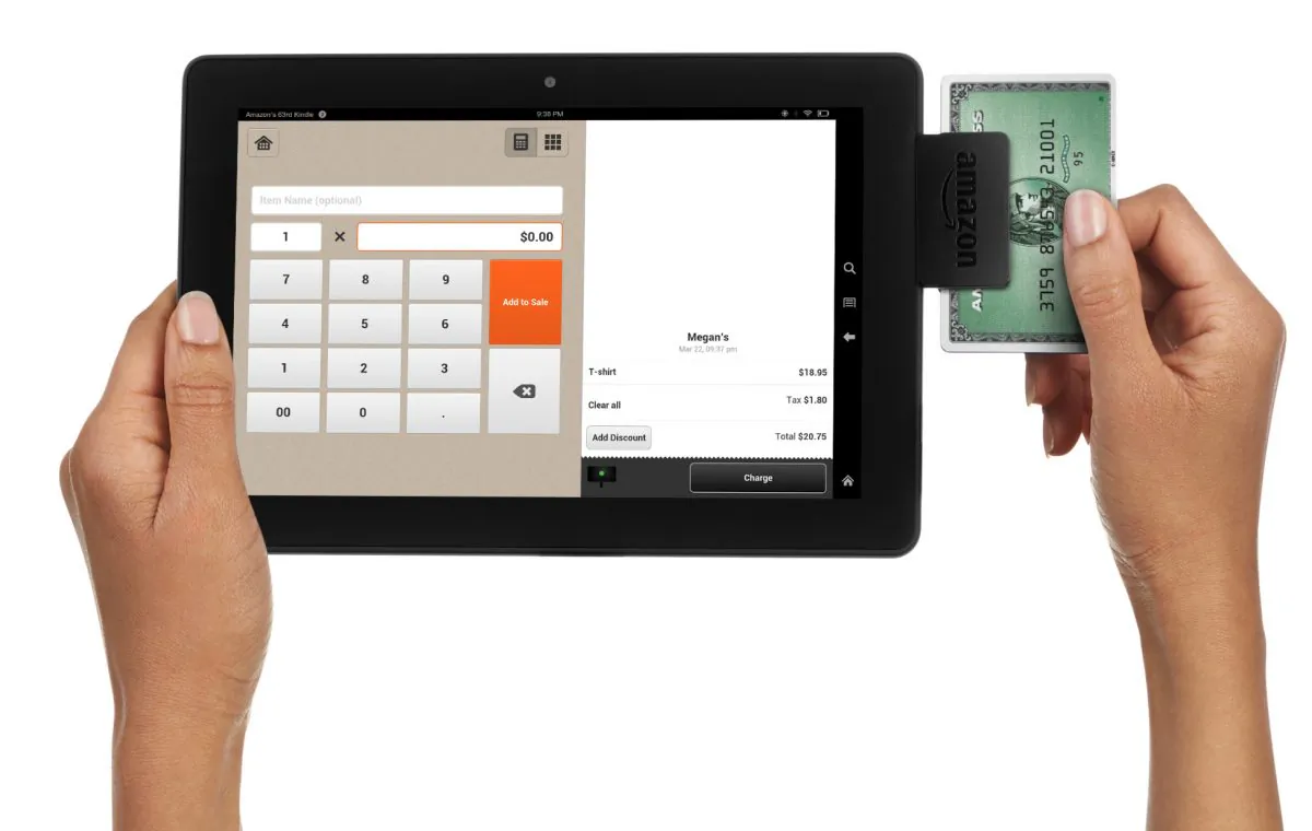 This product image provided by Amazon shows Amazon Local Register, the company's new credit-card processing device and mobile app designed to help small business owners accept payments through their smartphones and tablets. (AP Photo/Amazon)