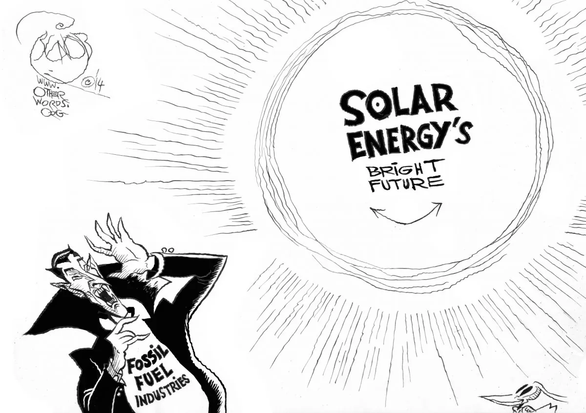 Who wouldn’t welcome a surge in solar power? (Khalil Bendib/otherwords.org)