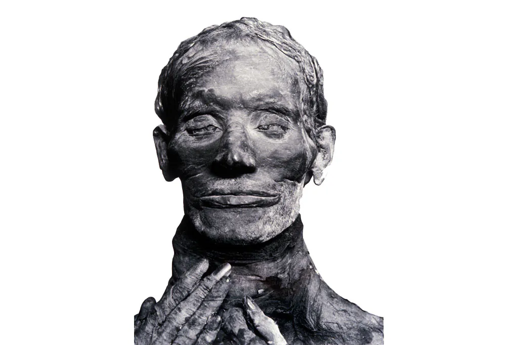 The mummy of Yuya thought by some to be Josua who, after Moses, led the Hebrews into the Promised land and logically would be the father-in-law of Amenophis III, at Cairo Museum, Egypt. (Patrick Landmann/Cairo Museum/Getty Images)