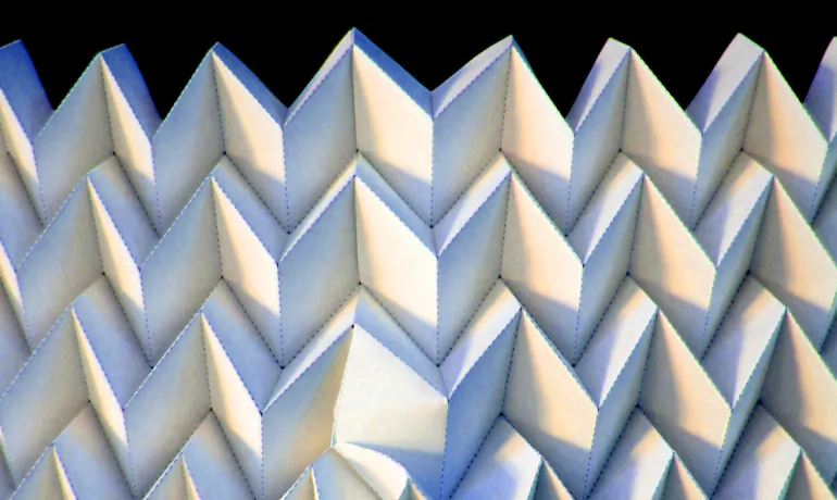 "You can imagine a folded sheet of some material and popping in defects to make a stiff shield, or somehow deploying an object and giving it a rigid backbone," says Itai Cohen. (Jesse Silverberg/Cornell)