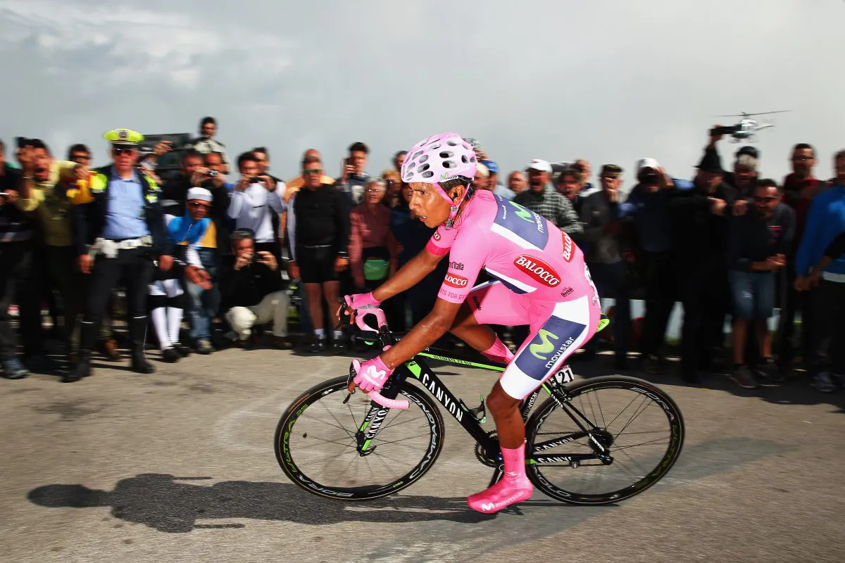 Nairo Quintana of Movistar on his way to winning the nineteenth stage of the 2014 Giro d'Italia, a 27km Individual Time Trial. (Bryn Lennon—Velo/Getty Images)