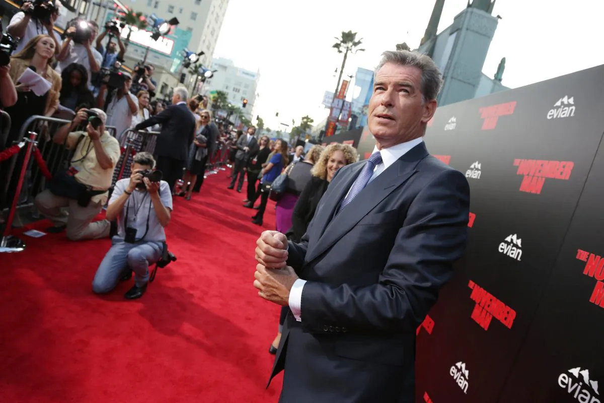 Pierce Brosnan seen at The World Premiere of 'November Man' on Wednesday, Aug. 13, 2014 at the TCL Chinese Theatre in Los Angeles. (Photo by Eric Charbonneau/Invision for Relativity Studios/AP Images)