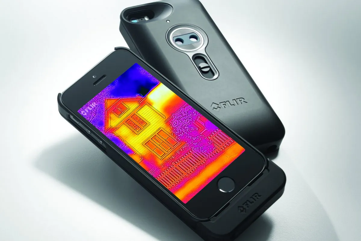 An iPhone accessory, Flir One, turns the smartphone into a thermal imaging device, great for ghost-hunting. (Courtesy of Flir)