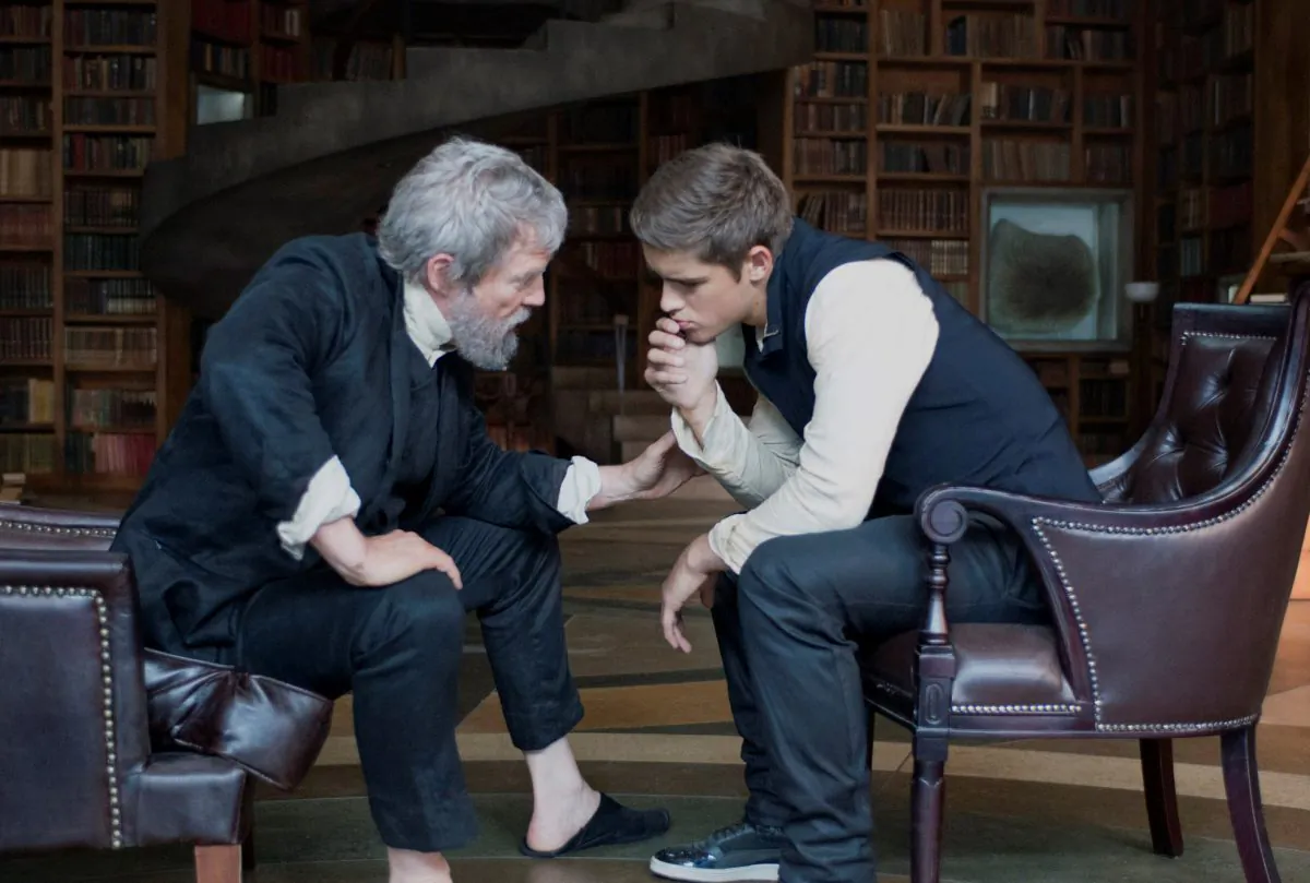 Jeff Bridges and Brenton Thwaites in “The Giver.” (Weinstein Co.)