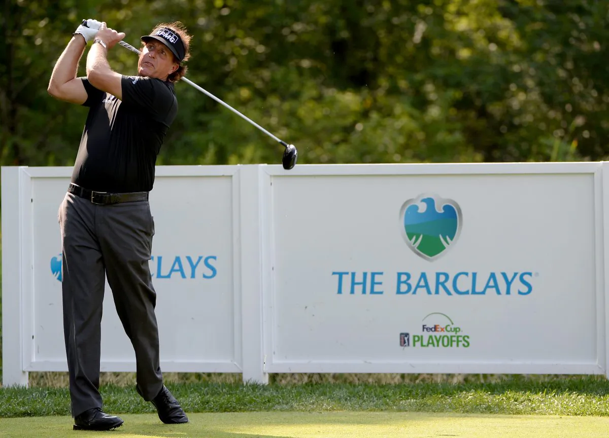 Phil Mickelson in action during the pro-am event prior to The Barclays at The Ridgewood Country Club on Aug. 20, in Paramus, N.J. (Ross Kinnaird/Getty Images)