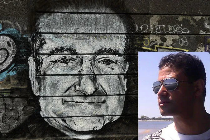Right: A mural depicts actor Robin Williams in downtown Belgrade, Serbia on Aug. 13, 2014. (Andrej Isakovic/AFP/Getty Images) Left: Celebrity psychic Jesse Bravo. (Courtesy of Jesse Bravo)