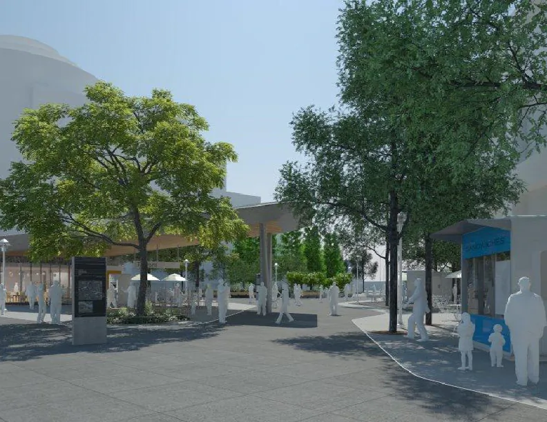 Rendering of Fordham Plaza. (DOT, DDC)