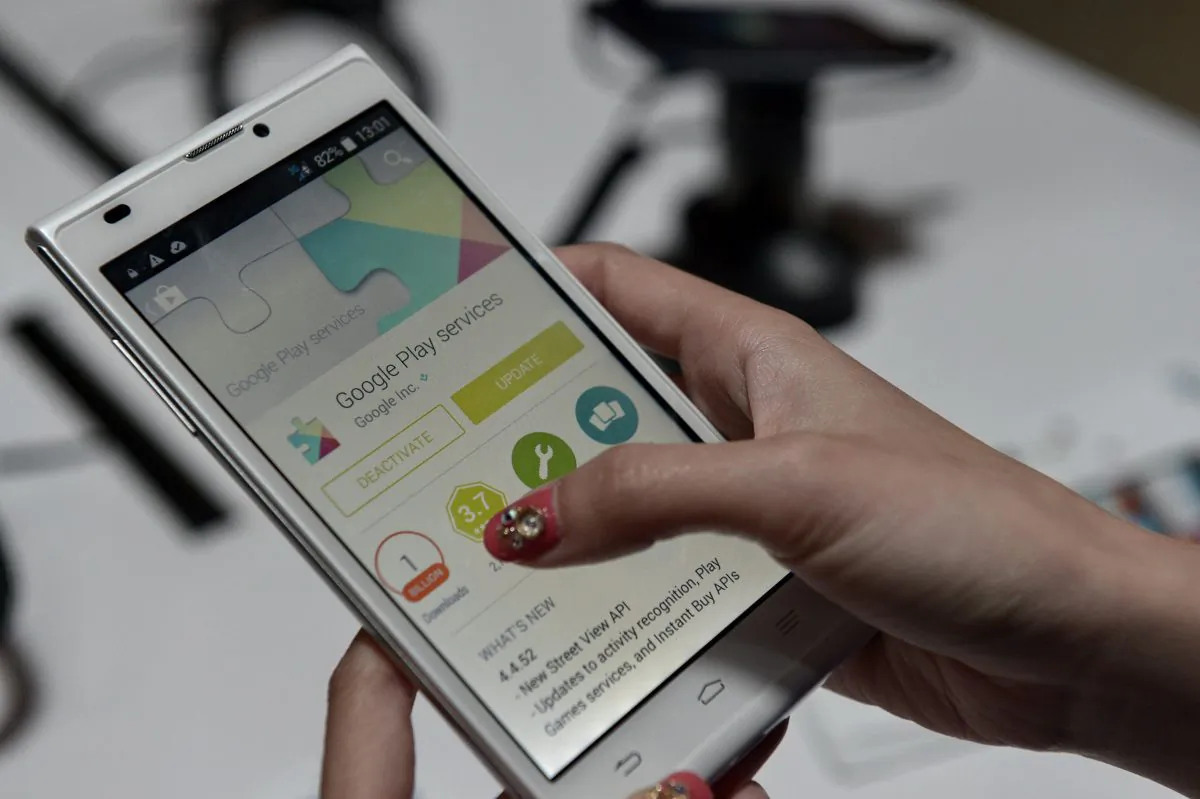 The ZTE Blade L2 smartphone, which uses the OS Android 4.4 KitKat platform, during its launch in Singapore on Aug. 13, 2014. (Roslan Rahman/AFP/Getty Images)