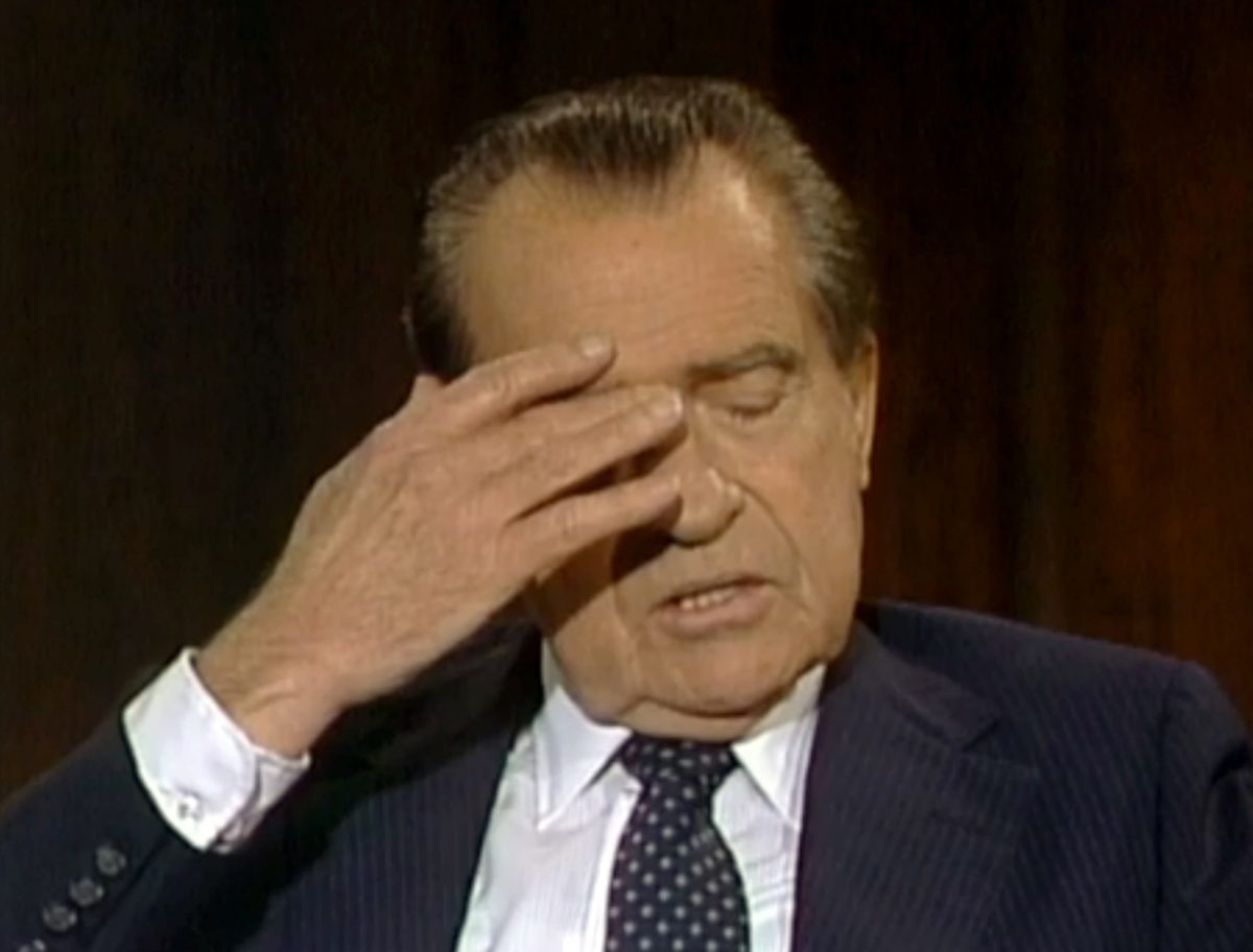 In this June 10, 1983 frame grab of video made available by Raiford Communications, Inc., former president Richard Nixon talks about his 1974 resignation in a series of interviews conducted by former White House aide Frank Gannon in New York City. The Richard Nixon Presidential Library and the privately held Nixon Foundation are co-releasing a trove of videotaped interviews with the former president to mark the 40th anniversary of his resignation following the Watergate scandal. The 28 minutes of tape, detailing Nixon's personal turmoil in his final week in office, were culled from more than 30 hours of tape recorded in 1983. (AP Photo/Copyright Raiford Communications)