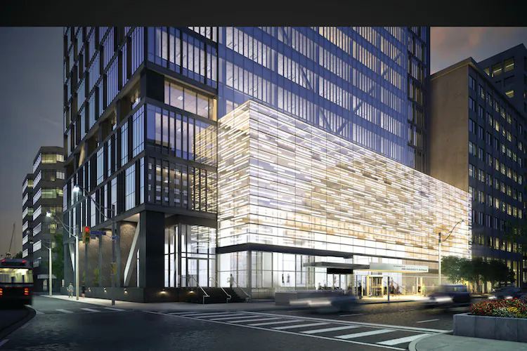 Podium of 488 University, by CORE Architects. (Amexon)