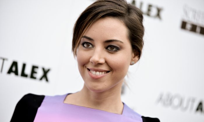 Aubrey Plaza arrives at the LA Premiere of "About Alex" held at the ArcLight Hollywood on Wednesday, Aug. 6, 2014, in Los Angeles. (Richard Shotwell/Invision/AP)