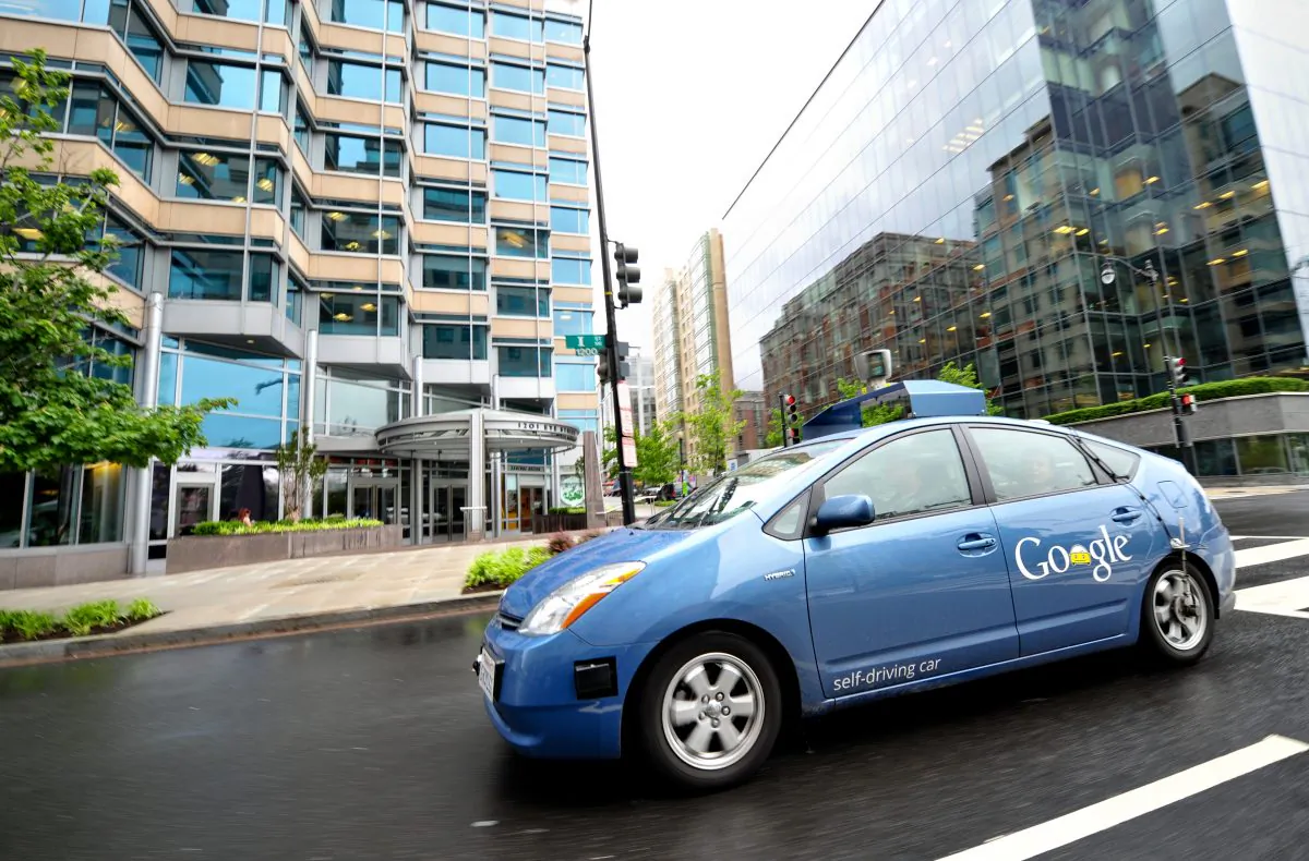 The Google self-driving car maneuvers through the streets of in Washington, D.C., on May 14, 2012. Innovations such as these are a major factor contributing to U.S. competitiveness. (KAREN BLEIER/AFP/GettyImages)
