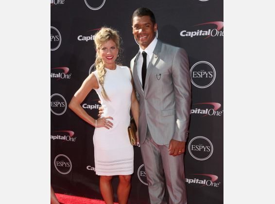 NFL player Russell Wilson and Ashton Meem attend The 2013 ESPY Awards at Nokia Theatre L.A. Live on July 17, 2013 in Los Angeles, California. (Photo by Frederick M. Brown/Getty Images)