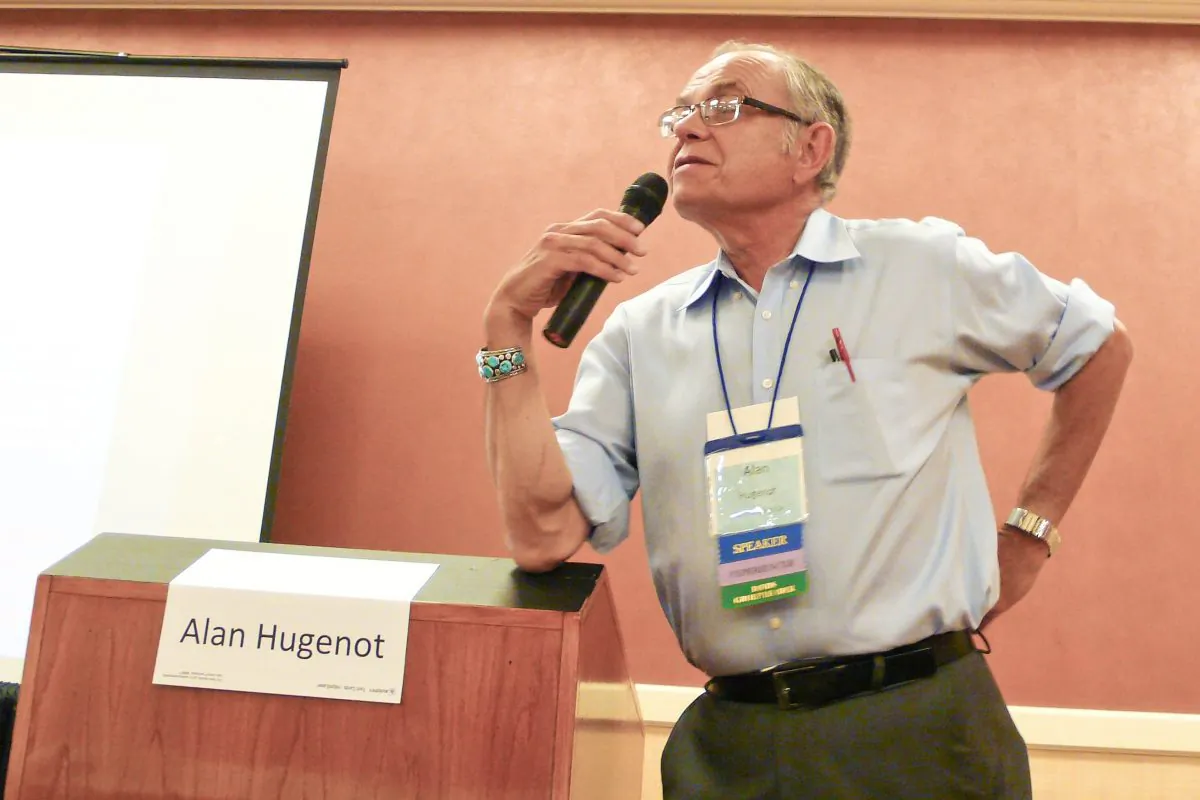 Dr. Alan Hugenot discusses the science of the afterlife at the IANDS 2014 Conference in Newport Beach, Calif., on Aug. 29, 2014. (Tara MacIsaac/Epoch Times)