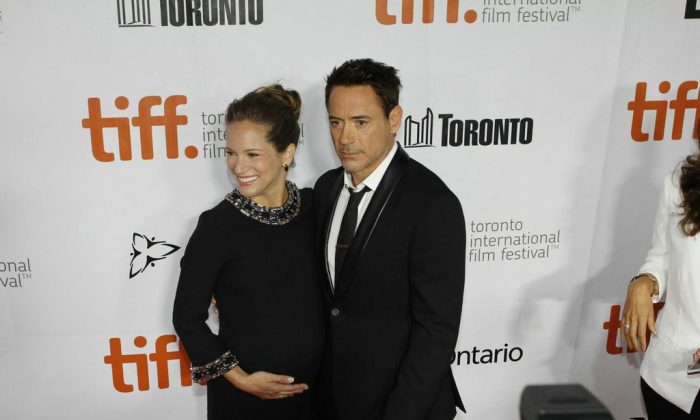 Robert Downey Jr. and wife Susan Downey during the red carpet premiere for "The Judge" at the Toronto International Film Festival (TIFF) on September 4, 2014. (Eric Sun/Epoch Times)