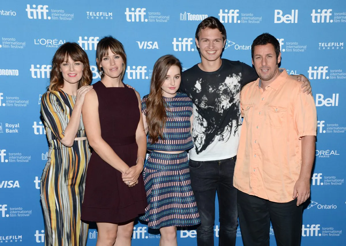 Cast members, from left, Rosemarie DeWitt, Jennifer Garner, Kaitlyn Dever, Ansel Elgort and Adam Sandler attend the "Men, Women & Children" press conference  during the Toronto International Film Festival on Saturday, Sept. 6, 2014, in Toronto. (Photo by Evan Agostini/Invision/AP)