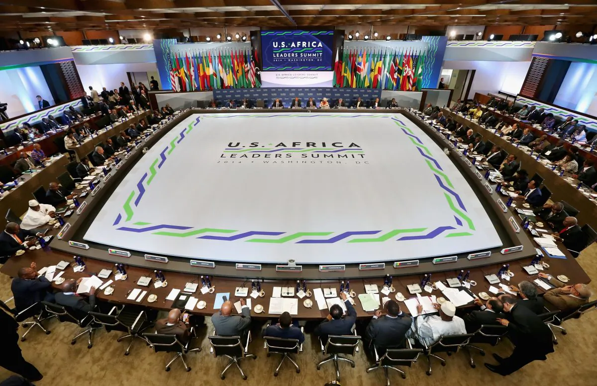 President Obama holds a press conference at the third and final plenary meeting of the U.S.-Africa Leaders Summit held at the State Department in Washington, D.C., on Aug. 6, 2014. (Chip Somodevilla/Getty Images)