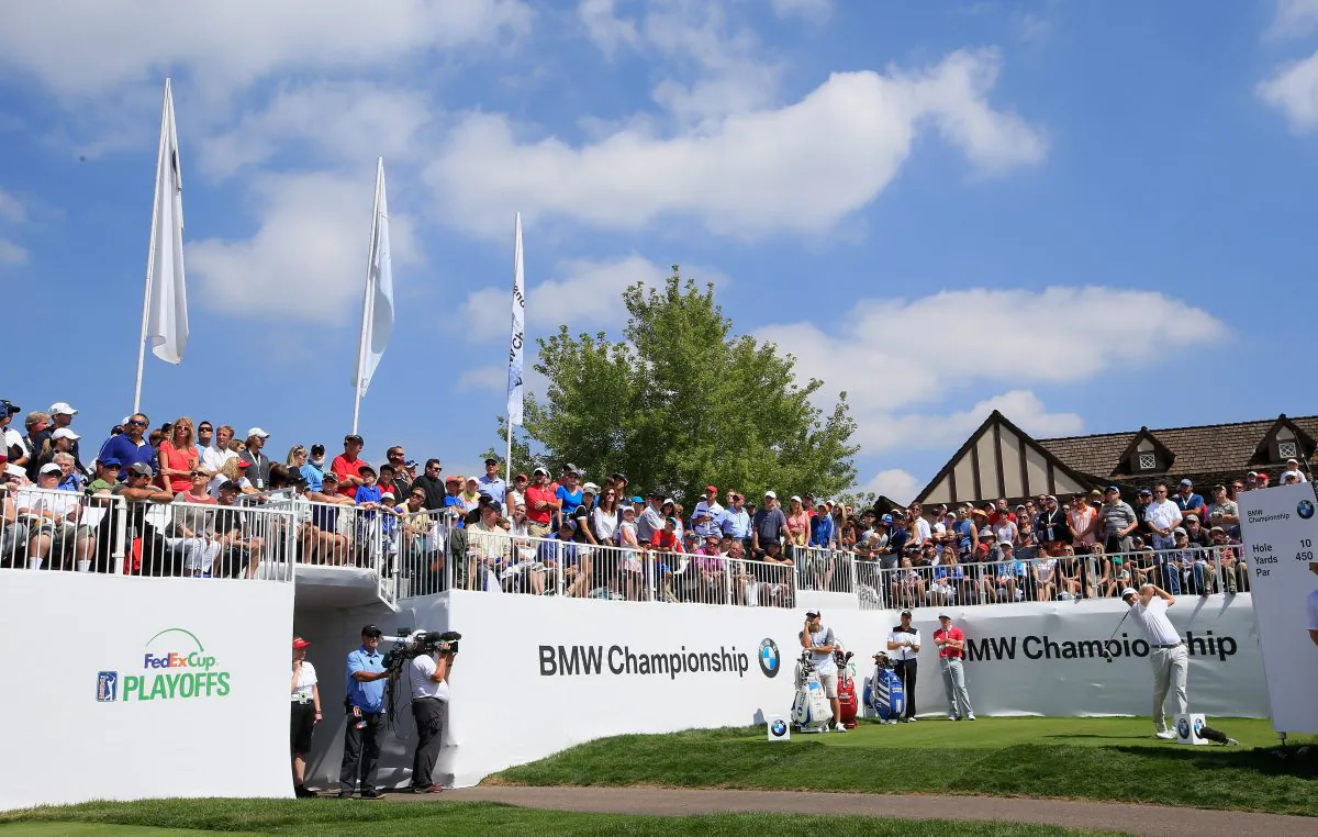 Ryan Palmer of the United States hits his tee shot on the tenth hole during the third round of the BMW Championship at the Cherry Hills Country Club on September 6, 2014 in Cherry Hills Village, Colorado. (Jamie Squire/Getty Images)