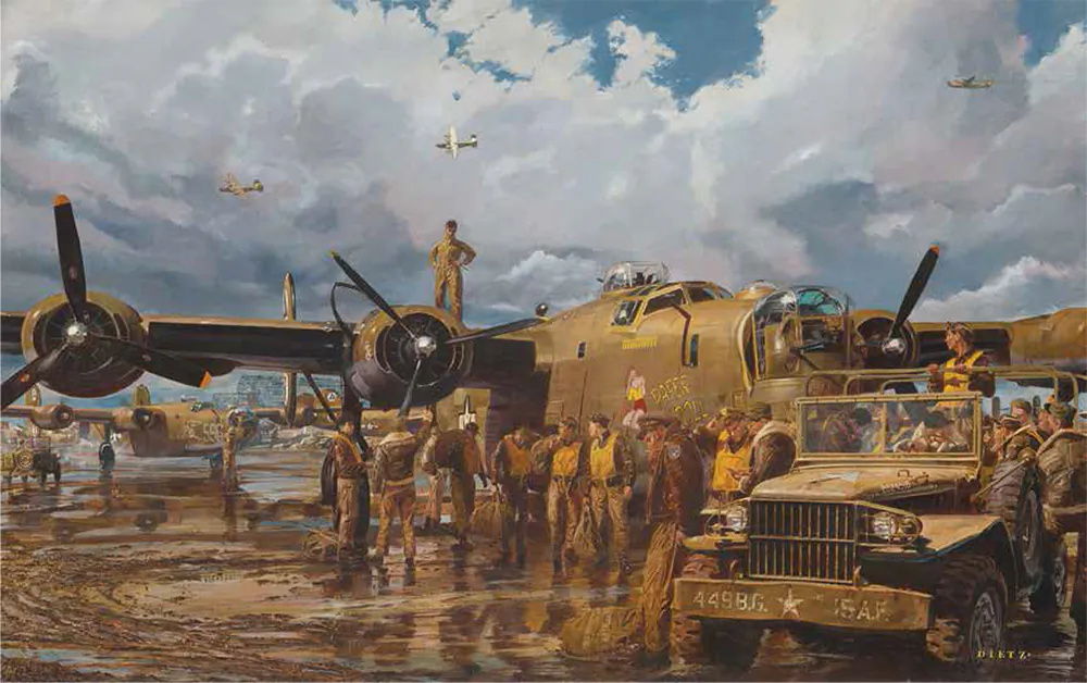 "Maximum Effort," 1994, by James Dietz, part of the Air Force Art exhibit at the Society of Illustrators. (Courtesy of the Society of Illustrators)