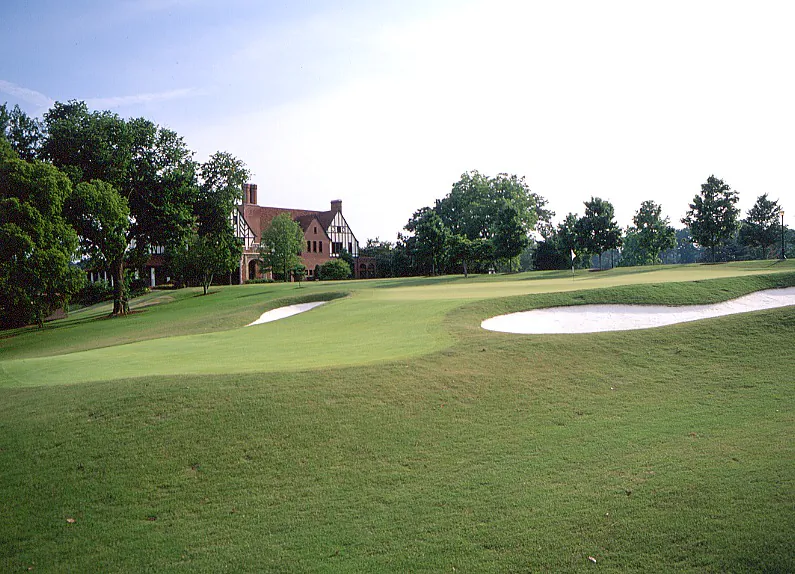The current layout of the Par-3 18th hole at East Lake Golf Club in Atlanta, Georgia. (Courtesy Rees Jones, Inc.)