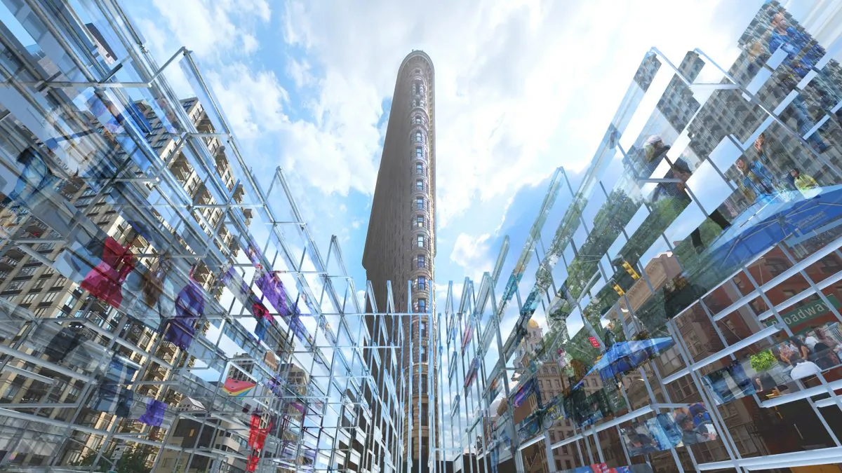A rendering of the winning installation "New York Light" by INABA, to be unveiled in November at the Flatiron North Public Plaza. (Courtesy of INABA)