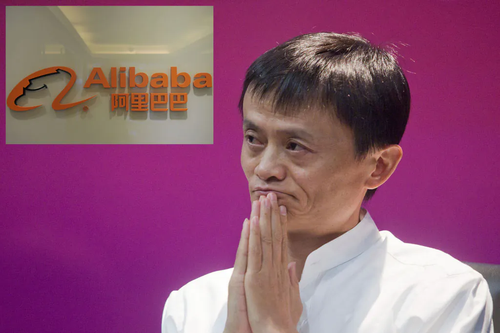 Jack Ma poses in front of the logo of Alibaba.com near its office in Hong Kong on Feb. 22, 2012. (Aaron Tam/AFP/Getty Images) 