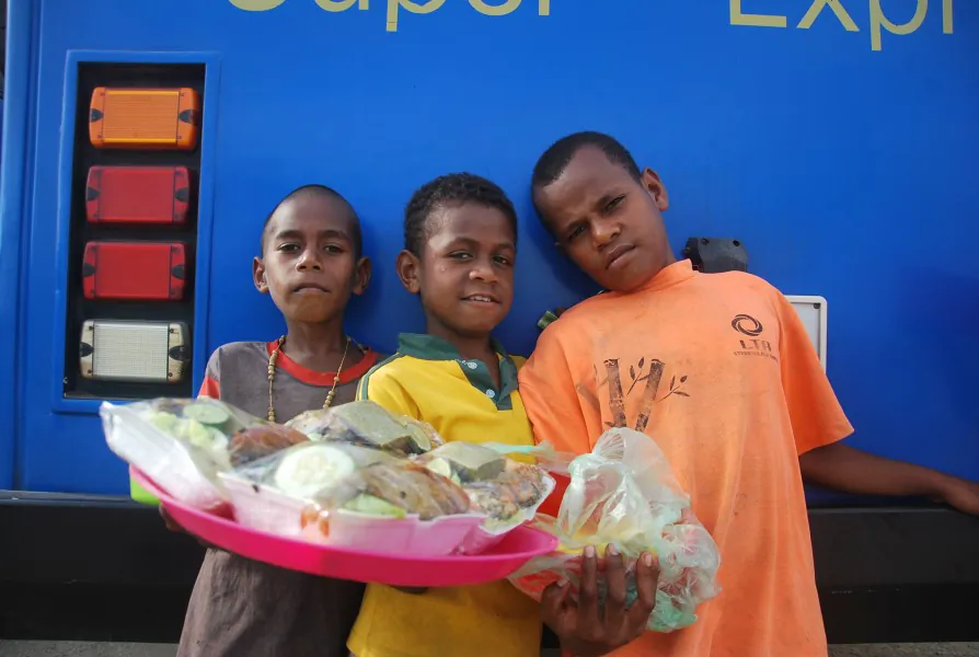 Boys selling snacks, Fiji (Lawrence Hamilton, Vagabond Journey)